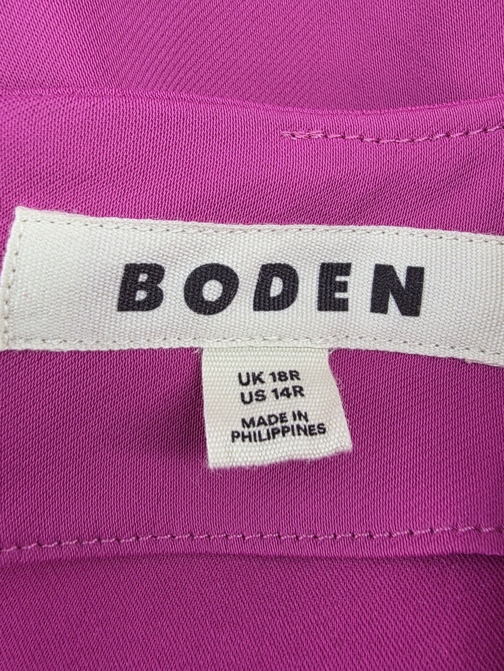 Boden Fuchsia Pleated Midi Dress Fit & Flare Short Sleeve Tailored Size 14 - Picture 16 of 16